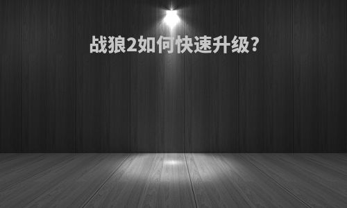 战狼2如何快速升级?(战狼2如何快速升级技能)