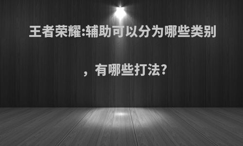 王者荣耀:辅助可以分为哪些类别，有哪些打法?