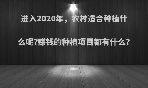 进入2020年，农村适合种植什么呢?赚钱的种植项目都有什么?