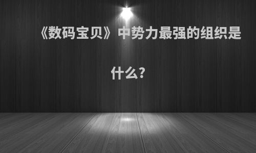 《数码宝贝》中势力最强的组织是什么?