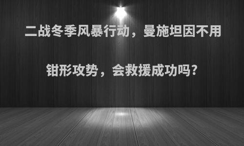 二战冬季风暴行动，曼施坦因不用钳形攻势，会救援成功吗?