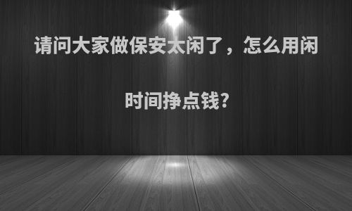 请问大家做保安太闲了，怎么用闲时间挣点钱?