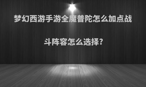 梦幻西游手游全魔普陀怎么加点战斗阵容怎么选择?