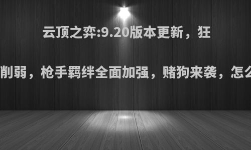 云顶之弈:9.20版本更新，狂野刺客削弱，枪手羁绊全面加强，赌狗来袭，怎么评价?