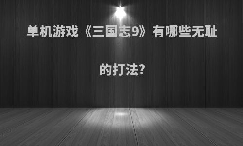 单机游戏《三国志9》有哪些无耻的打法?