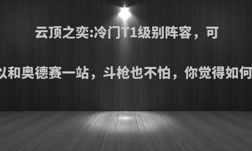 云顶之奕:冷门T1级别阵容，可以和奥德赛一站，斗枪也不怕，你觉得如何?