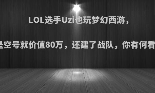 LOL选手Uzi也玩梦幻西游，仅是空号就价值80万，还建了战队，你有何看法?