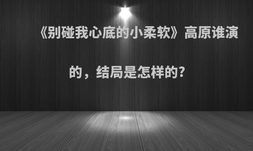 《别碰我心底的小柔软》高原谁演的，结局是怎样的?