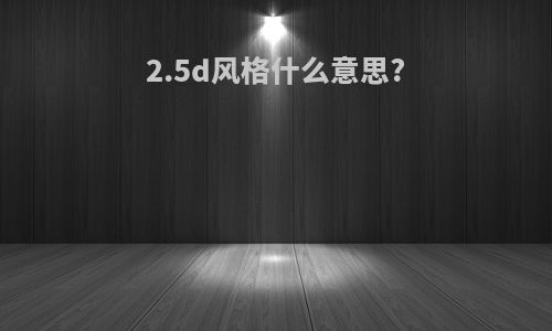 2.5d风格什么意思?