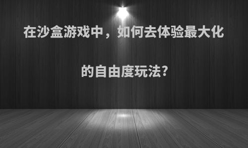 在沙盒游戏中，如何去体验最大化的自由度玩法?