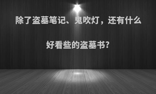 除了盗墓笔记、鬼吹灯，还有什么好看些的盗墓书?