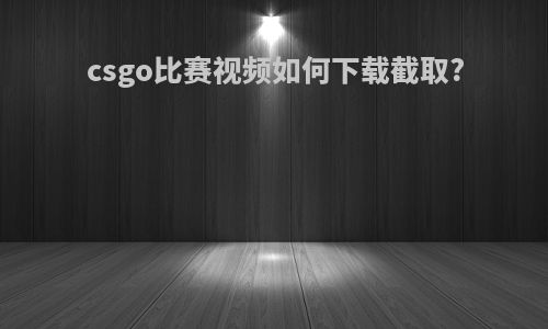 csgo比赛视频如何下载截取?