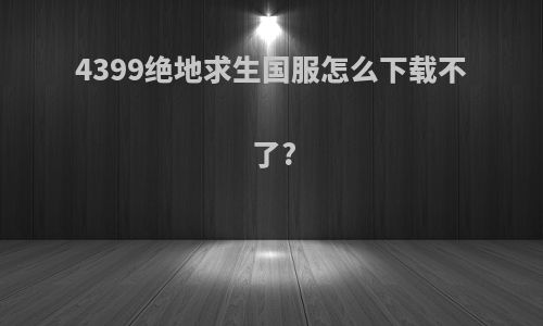 4399绝地求生国服怎么下载不了?