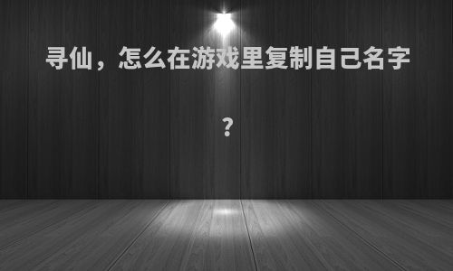 寻仙，怎么在游戏里复制自己名字?