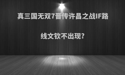 真三国无双7晋传许昌之战IF路线文钦不出现?