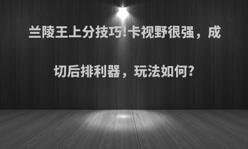 兰陵王上分技巧!卡视野很强，成切后排利器，玩法如何?