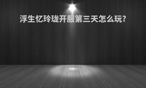 浮生忆玲珑开服第三天怎么玩?
