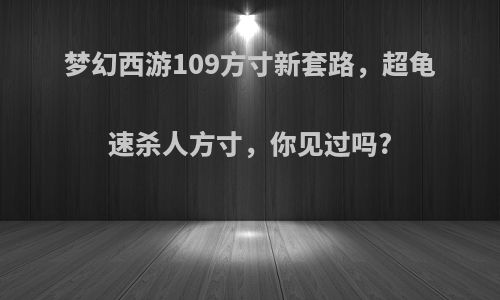 梦幻西游109方寸新套路，超龟速杀人方寸，你见过吗?