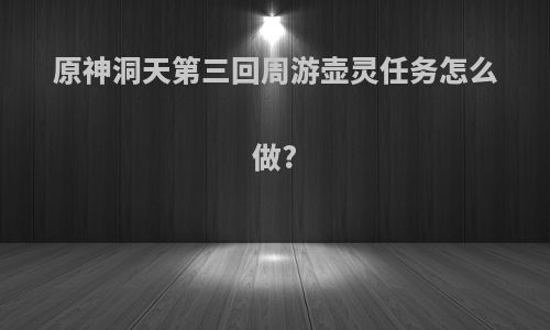 原神洞天第三回周游壶灵任务怎么做?