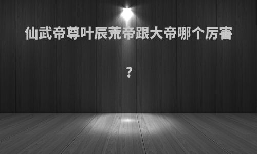 仙武帝尊叶辰荒帝跟大帝哪个厉害?