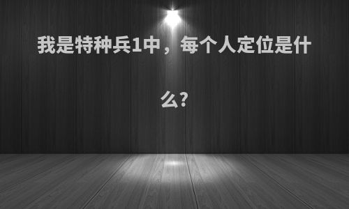 我是特种兵1中，每个人定位是什么?