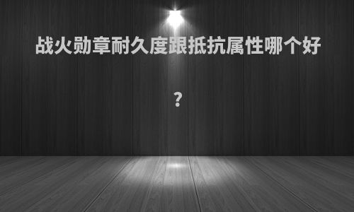 战火勋章耐久度跟抵抗属性哪个好?