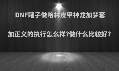 DNF瞎子做哈林皮甲神龙加梦套加正义的执行怎么样?做什么比较好?