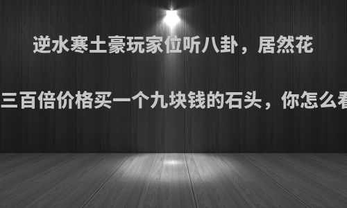 逆水寒土豪玩家位听八卦，居然花费三百倍价格买一个九块钱的石头，你怎么看?