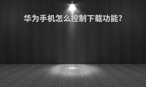 华为手机怎么控制下载功能?