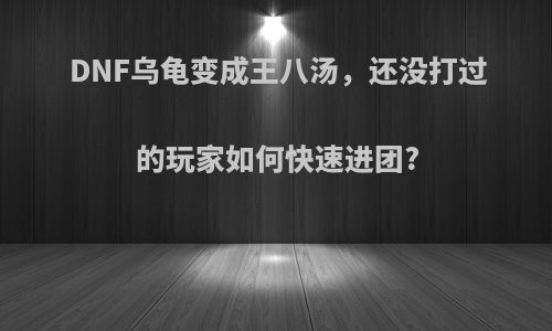 DNF乌龟变成王八汤，还没打过的玩家如何快速进团?