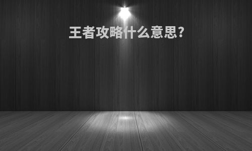 王者攻略什么意思?