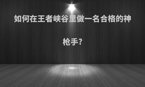 如何在王者峡谷里做一名合格的神枪手?