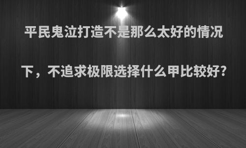 平民鬼泣打造不是那么太好的情况下，不追求极限选择什么甲比较好?