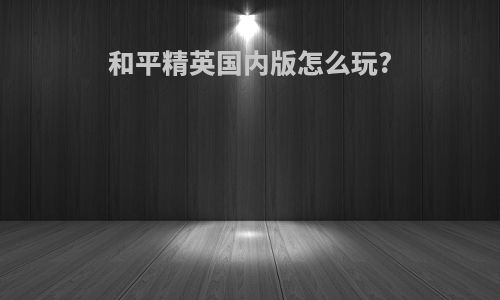 和平精英国内版怎么玩?