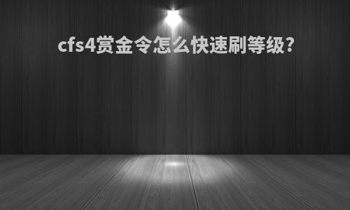 cfs4赏金令怎么快速刷等级?