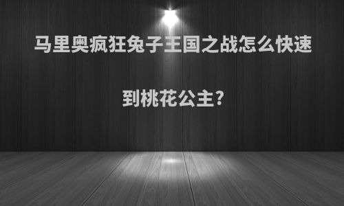 马里奥疯狂兔子王国之战怎么快速到桃花公主?