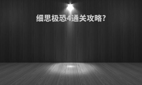 细思极恐4通关攻略?