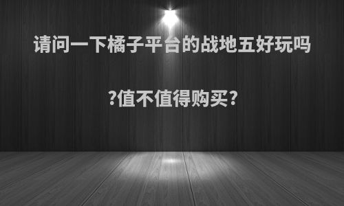 请问一下橘子平台的战地五好玩吗?值不值得购买?