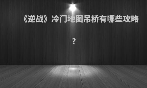 《逆战》冷门地图吊桥有哪些攻略?