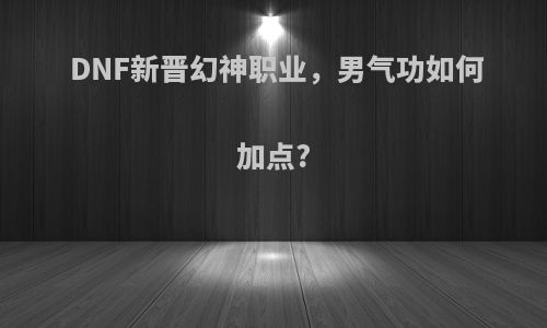 DNF新晋幻神职业，男气功如何加点?