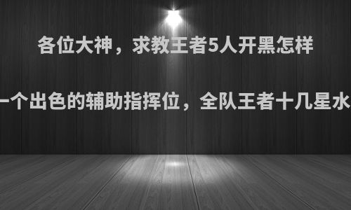 各位大神，求教王者5人开黑怎样做一个出色的辅助指挥位，全队王者十几星水平?