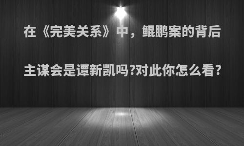 在《完美关系》中，鲲鹏案的背后主谋会是谭新凯吗?对此你怎么看?