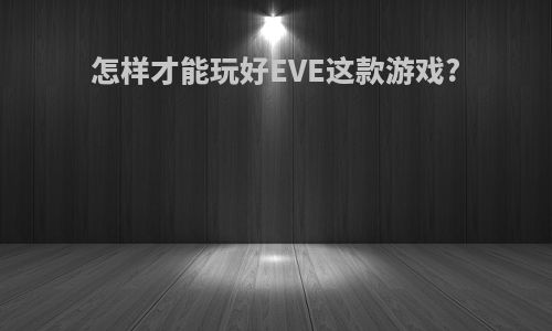 怎样才能玩好EVE这款游戏?