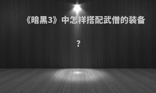 《暗黑3》中怎样搭配武僧的装备?