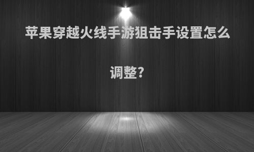 苹果穿越火线手游狙击手设置怎么调整?