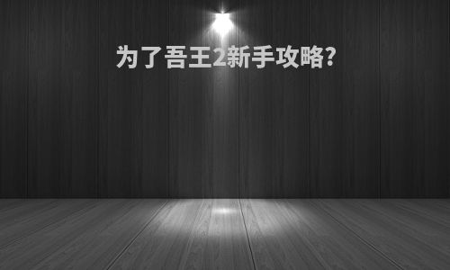 为了吾王2新手攻略?