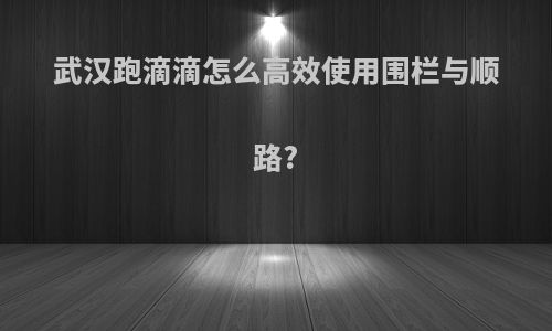 武汉跑滴滴怎么高效使用围栏与顺路?