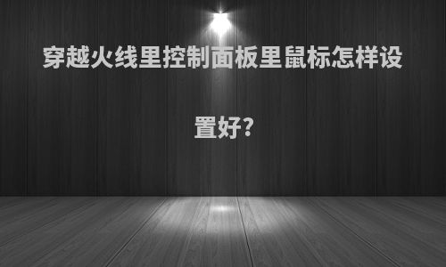 穿越火线里控制面板里鼠标怎样设置好?