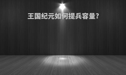 王国纪元如何提兵容量?