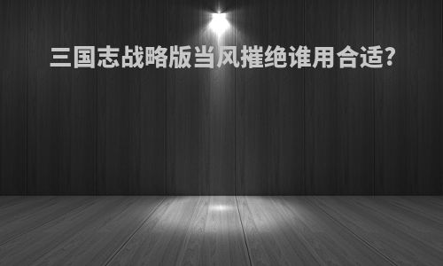 三国志战略版当风摧绝谁用合适?